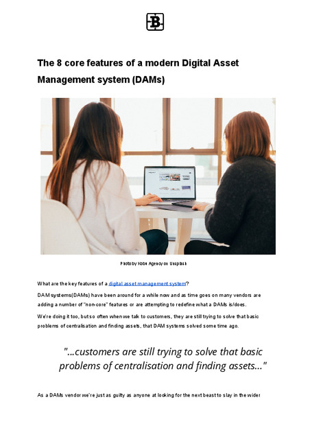 The 8 core features of a Digital Asset Management solution