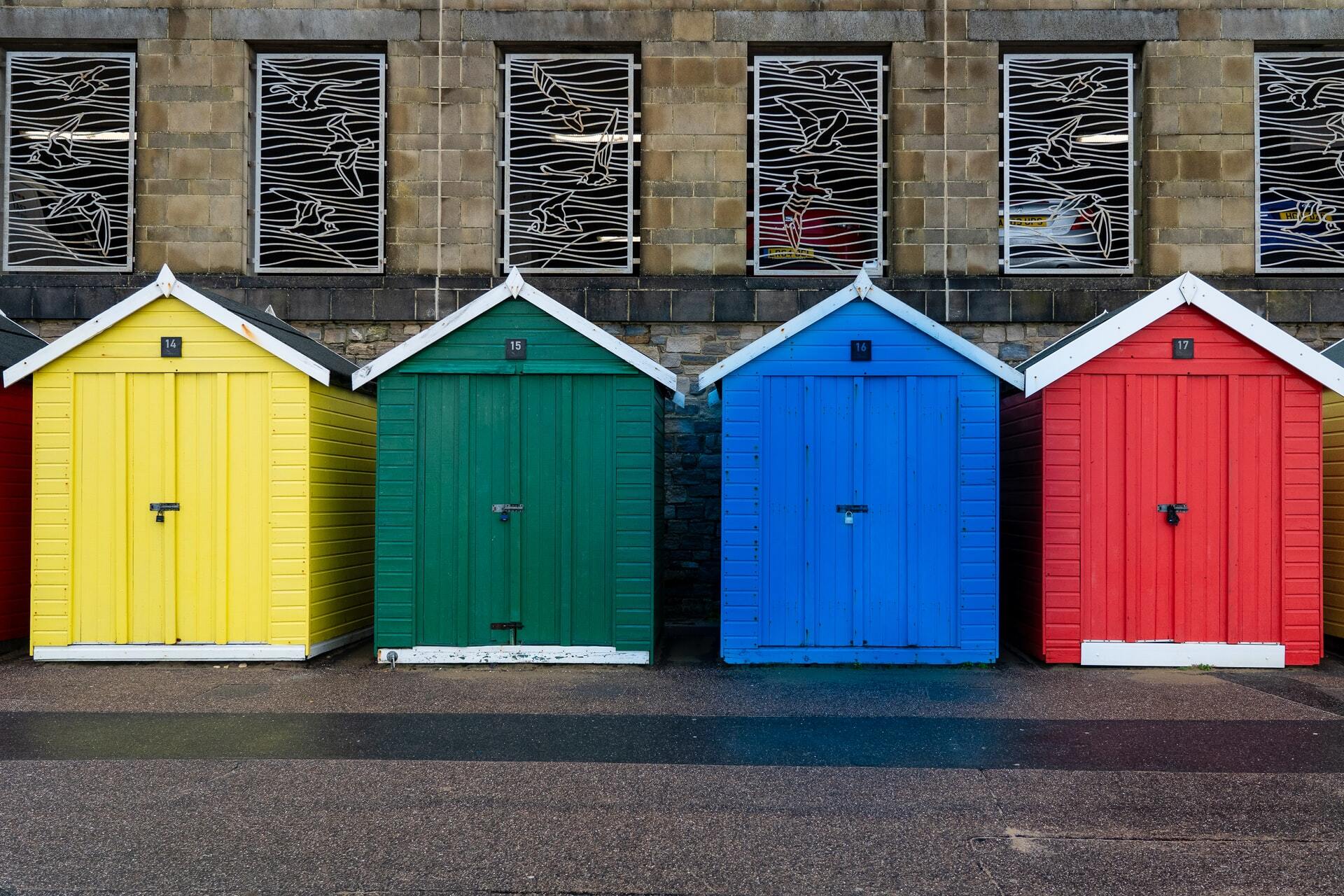 4 colourful sheds