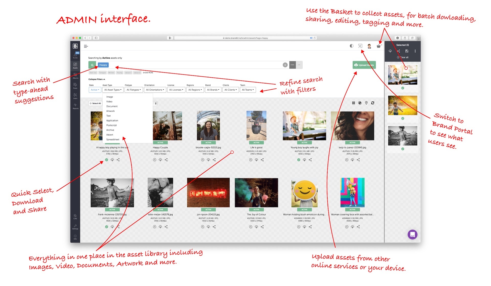 Screenshot of Admin 2 interface in Brandkit 1