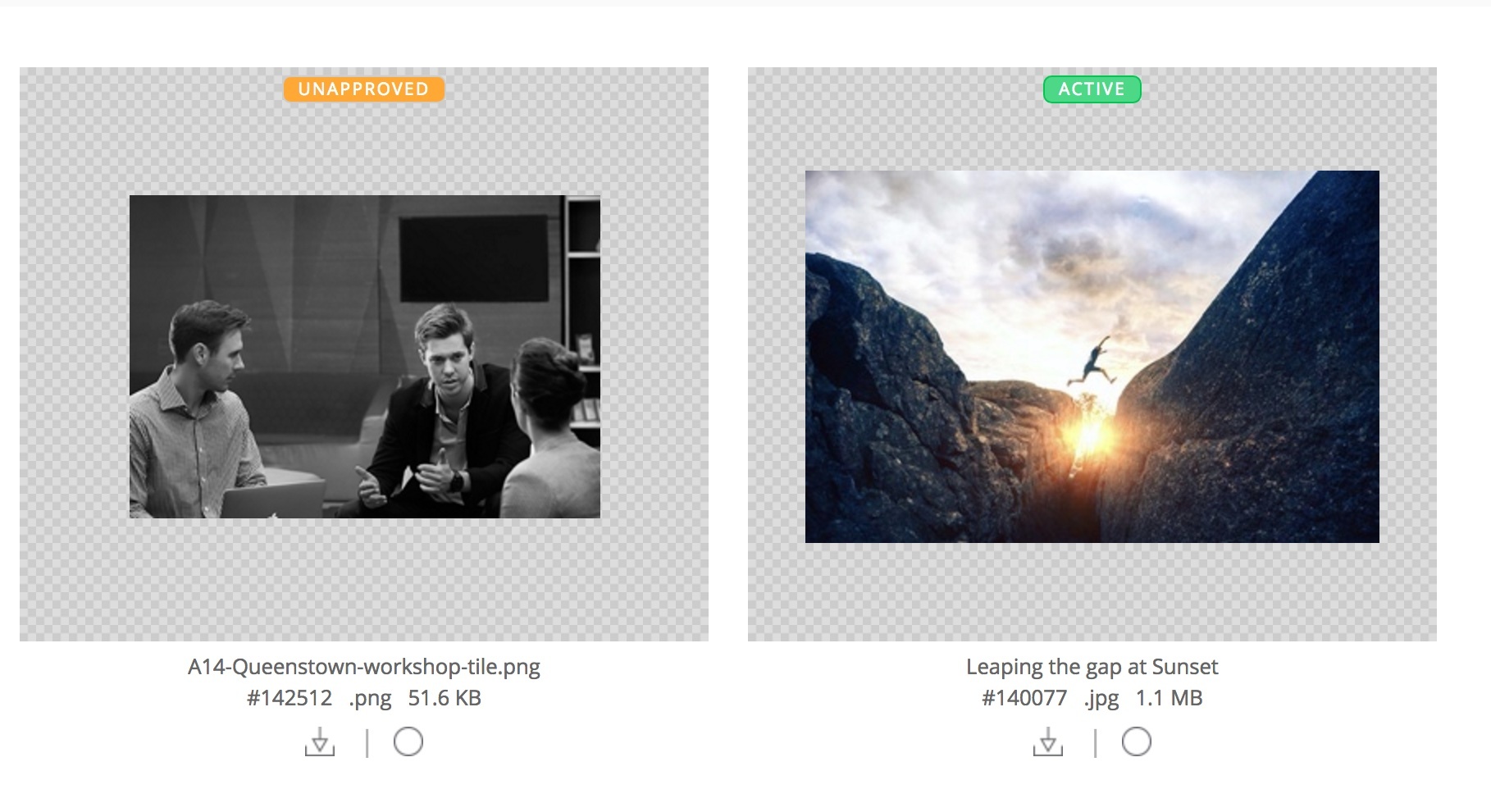 an image showing two photos in an Asset Grid in Brandkit