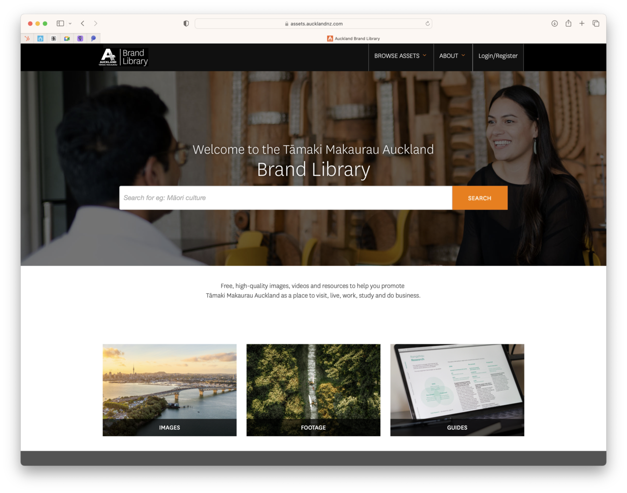 Screenshot of Auckland Unlimited Brand Library powered by Brandkit