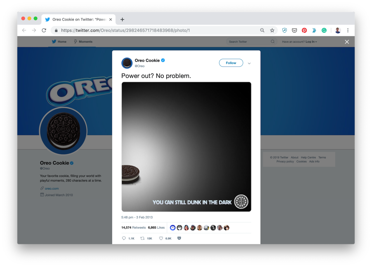 Oreo Tweet screenshot