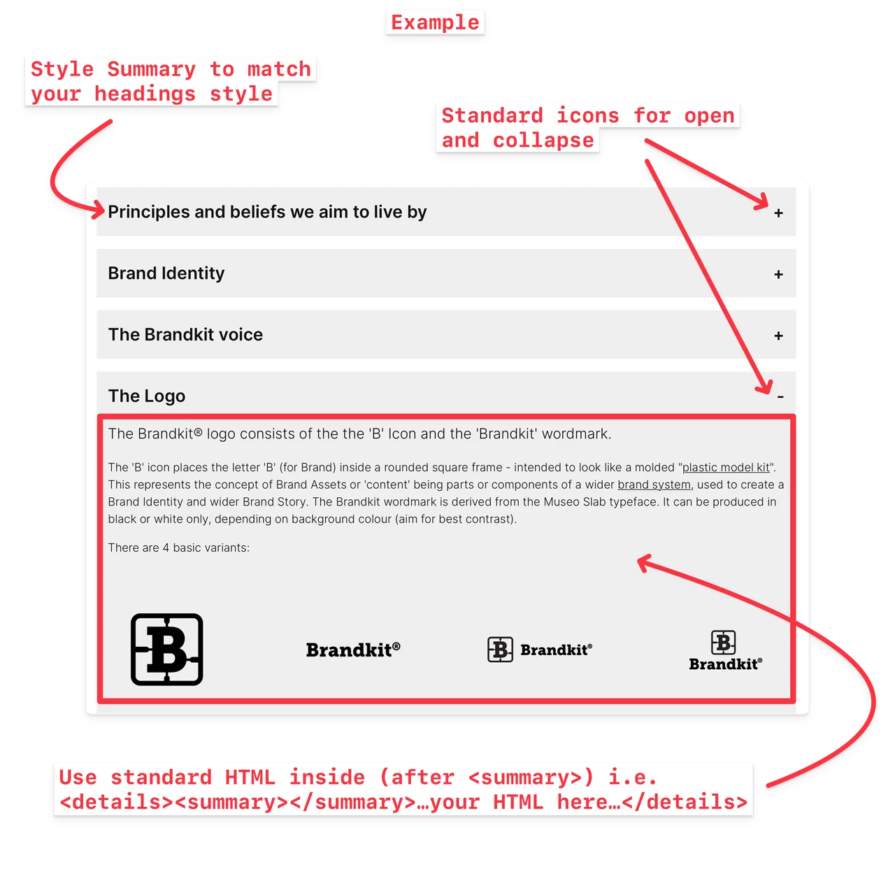 Example Collapsible/Accordion code snippet
