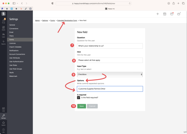 Screenshot bk-2 adding input fields in the forms editor