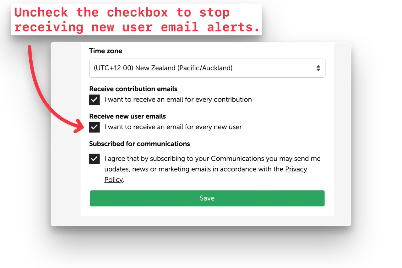 bk2 user profile uncheck new user emails