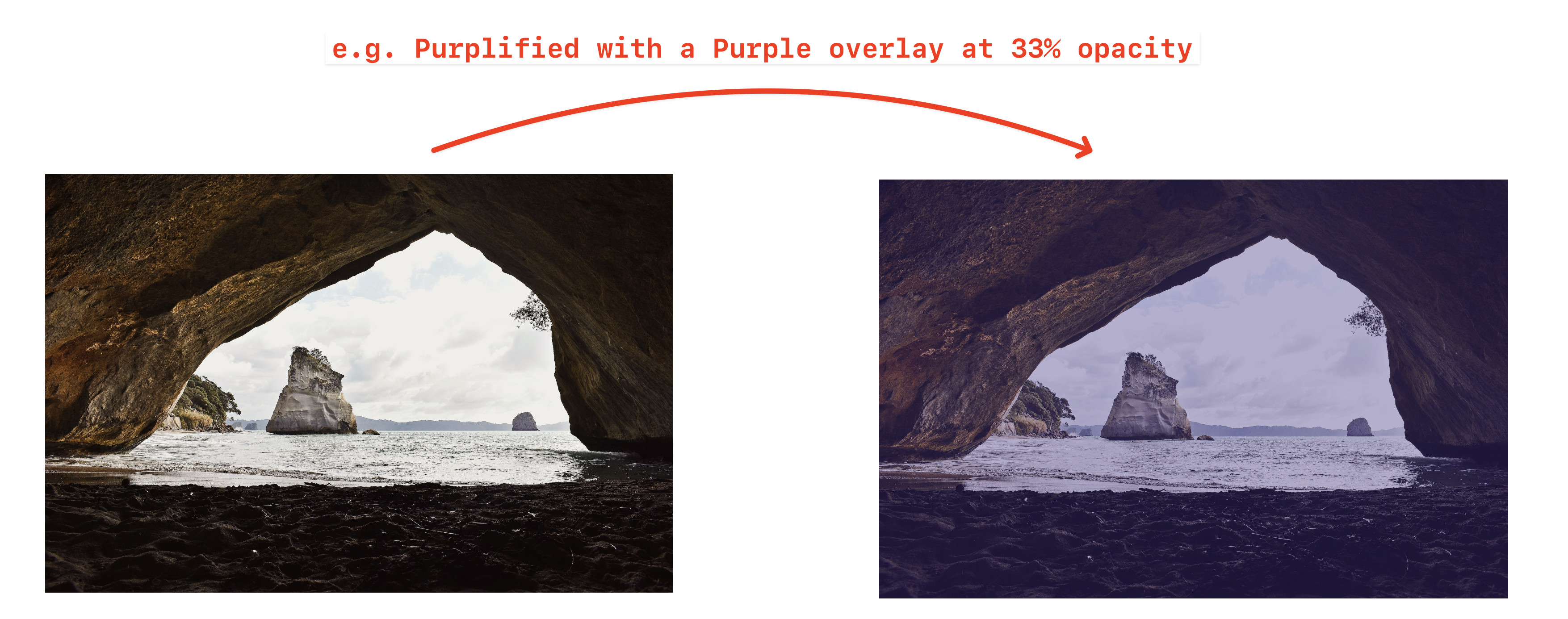 two images - one purplified